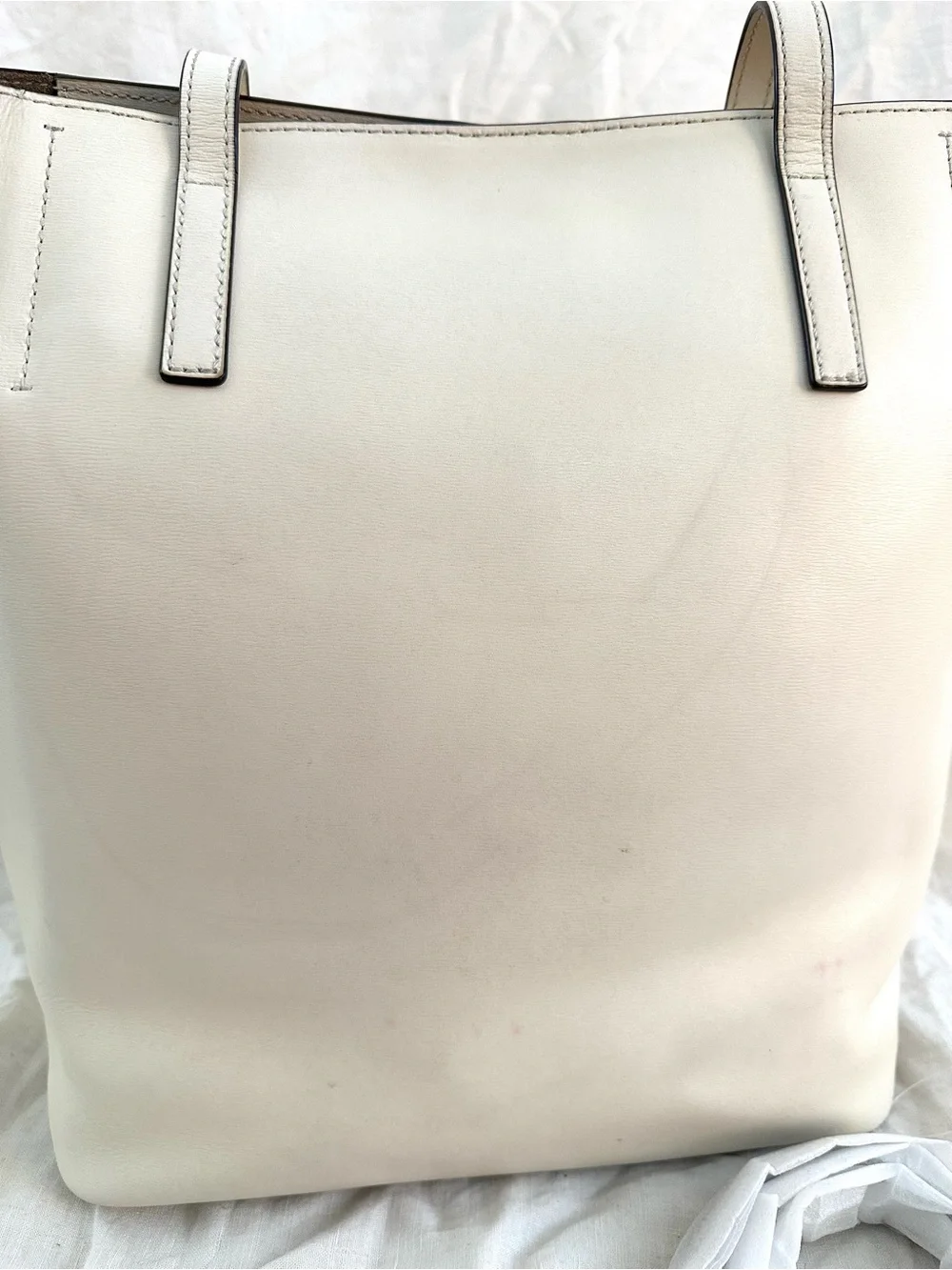 Michael Kors White Leather Shoulder Tote